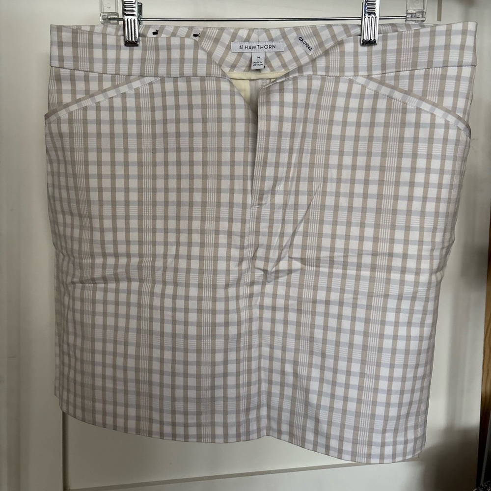 Elie Tahari Beige Plaid Mini Skirt